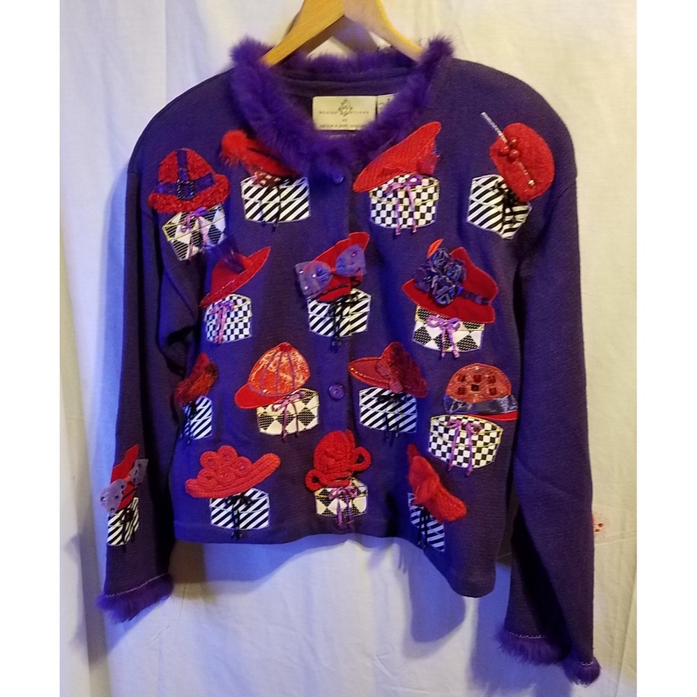 Vintage Design Options by Philip & Jane Gordon ‎ Red Hat Society  Sweater Size S